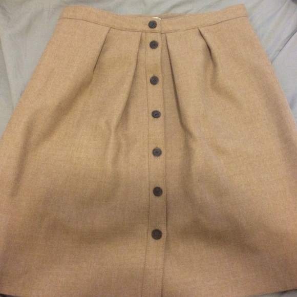 J . Crew Wool Double Serge Skirt in Acorn