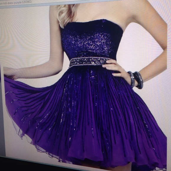 Sherri hill dress in purple with beads and jewels