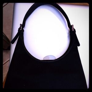 Ann Taylor satin small black handbag