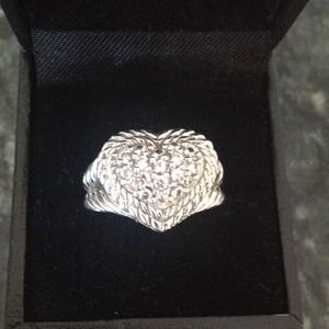 Judith Ripka heart CZ sterling silver ring