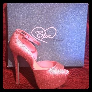 Betsey Johnson Blue Kiss bling prom stilettos