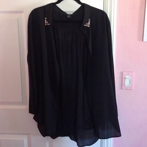 Black polyester button up