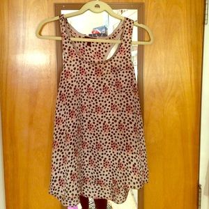 Aqua polka dot racerback silk tank