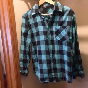 Light Blue and Black Checkered Shirt