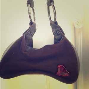 Brown suede escada shoulder bag