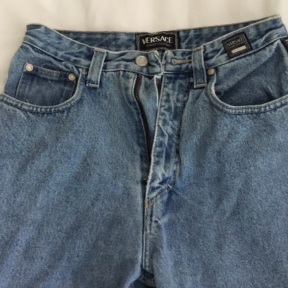 Versace zipper fly blue jeans, tapered