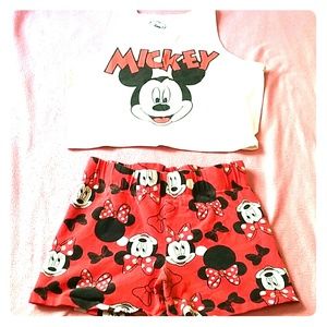 Crop Top Disney Mickey Mouse Set