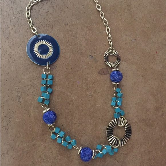 💥sold💥 Blue and gold statement necklace