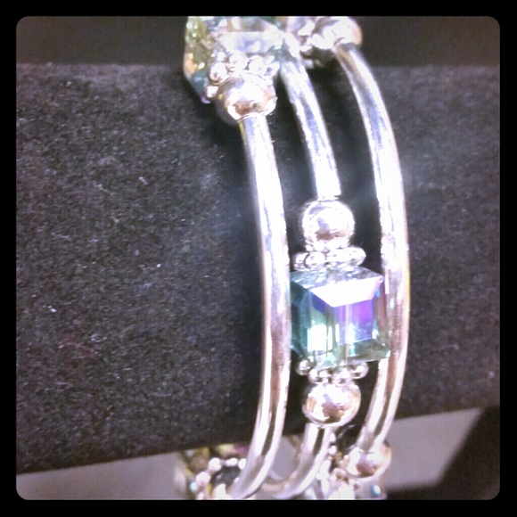 Stainless steel, crystal stack and wrap bracelet