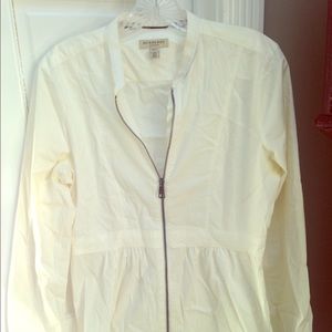 White poplin zip front empire shirt size 8