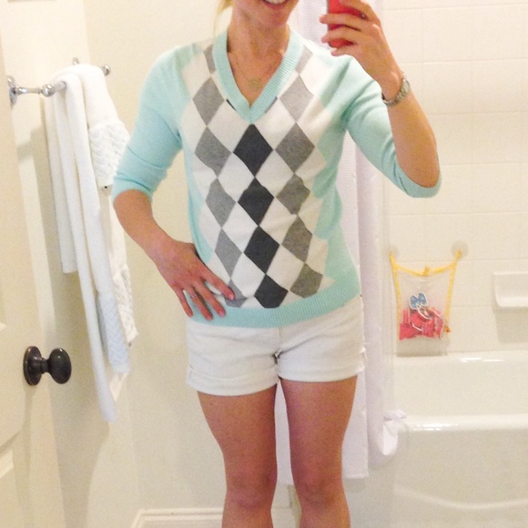 Mint Argyle Sweater - Picture 2 of 3