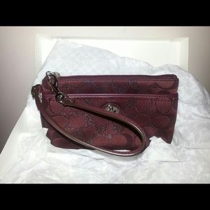 Maroon Coach Wristlet Clutch