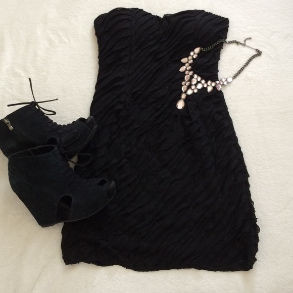Poetry Dresses & Skirts - Sexy little black ruffled mini tube top dress