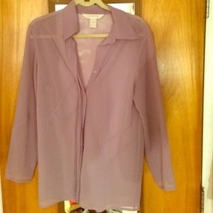 Sheer purple silk button-down