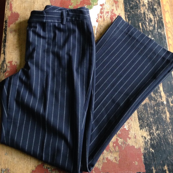 INC Wide-Legged Black Pants With White Pinstripe