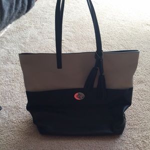 Coach leather color block tote
