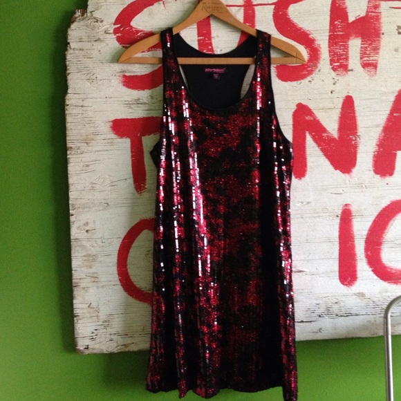 Betsey Johnson Sequined Racer-Back Tank Dress