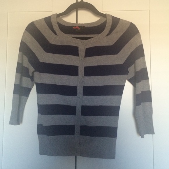 Navy blue and grey striped sweater