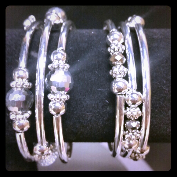 Stainless steel wrap and stack bracelets set of 2