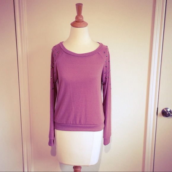 Dusky Rose Light Knit Top + Studded Sleeves
