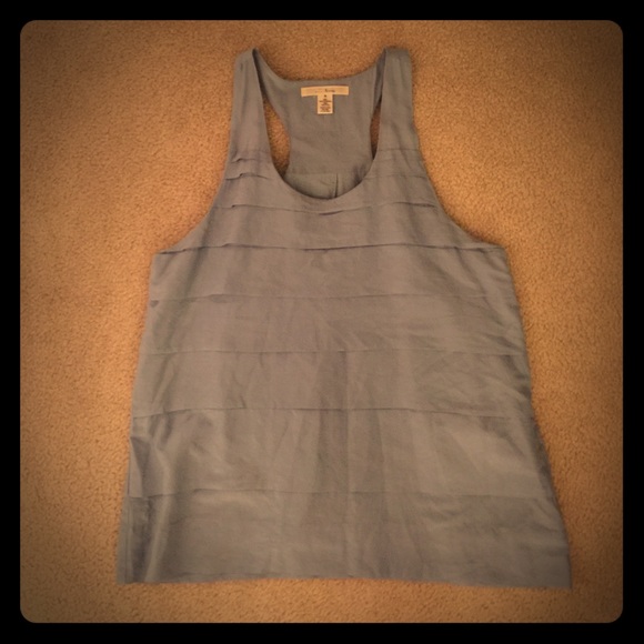 Chambray cotton/silk racer back tiered tank EUC