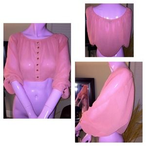 💰SOLDOUT💰Coral Button Down Chiffon Crop Top