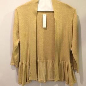 Gold lame cardigan.