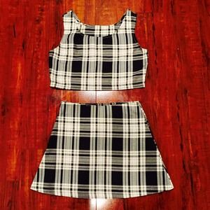 Black and White Plaid Two-Piece Set