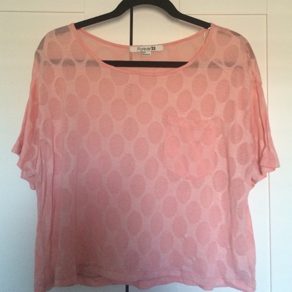 Coral t shirt with pot a dots