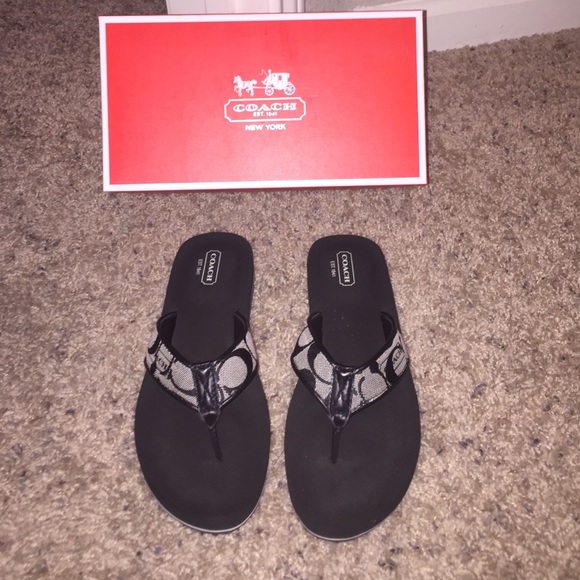 Black and White Coach Sandals