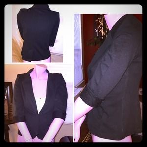 MaterialGirl Blazer Black & Lace 3/4 sleeve Blazer