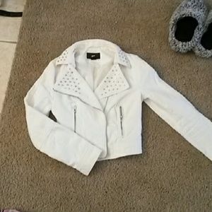 *sale**White denim moto jacket