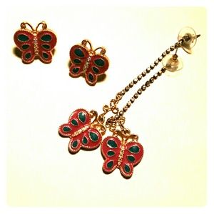 Betsey Johnson butterfly earrings set