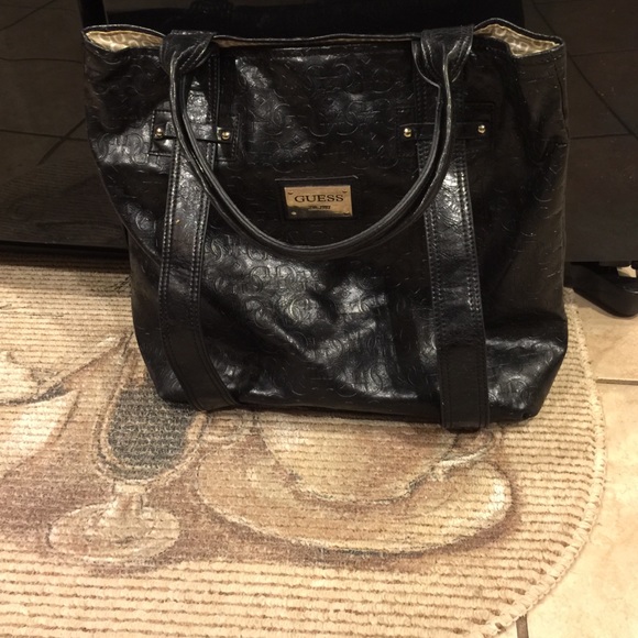 Large black guess tote bag