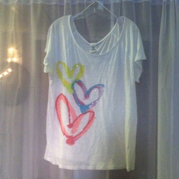 White and Neon Hearts VS Pink TShirt