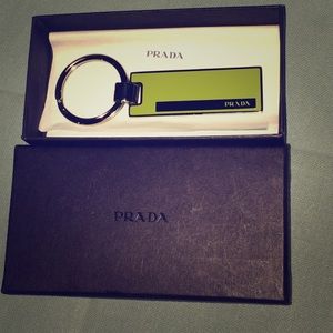 SOLD!!! Prada Silver & Green Enamel Keychain NIB