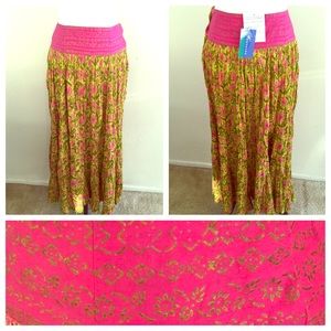 Exotic Crinkled skirt! Brilliant yellow and pink!