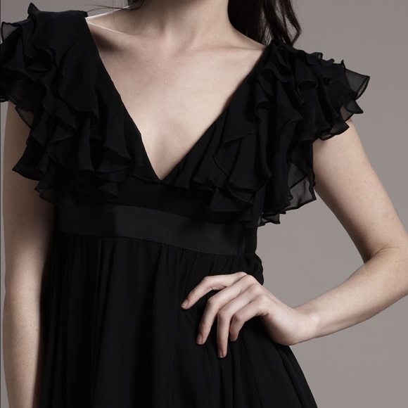 Marchesa Notte black ruffle mini dress - Picture 3 of 3