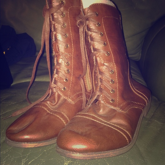 Brown combat boots
