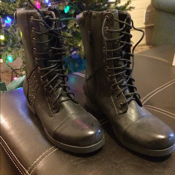 Black combat boots