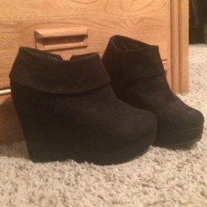 Black Suede Wedges / Booties