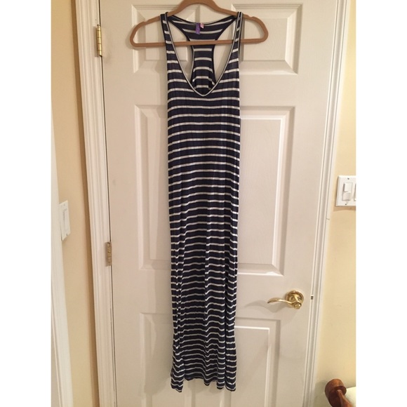 Navy and white striped maxi dress from LF