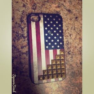 American Flag with Studs Iphone 4/4s Case