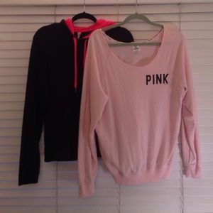 Bundle: PINK sweater and Under Armor sweatshirt