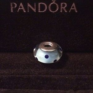 Reduced 💖Retired💖Pandora Blue Polka Dot Murano
