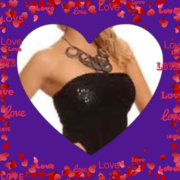 ❤️Red, Sexy, Sequined Strapless Halter & Scarf❤️