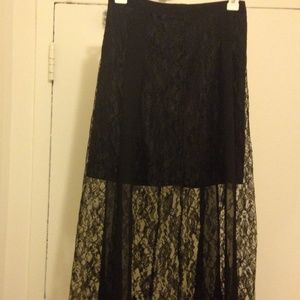 Long Black Lace Skirt