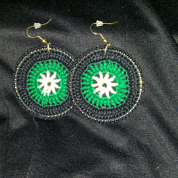 Black,green, & yellow earrings