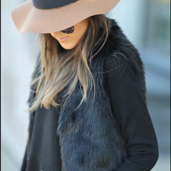 Reversible black fur vest