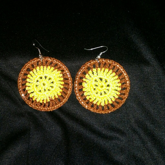 Brown and yellow earrings